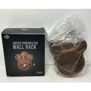 CrossCreek Espresso Portafilter Wall Rack 3 PCS Walnut Bear Paw 51/54/58mm New